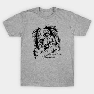 Australian Shepherd Aussie dog lover portrait T-Shirt